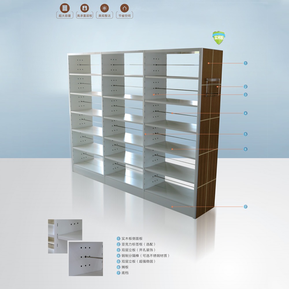 鋼木雙層立闆書架2